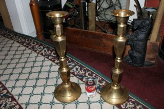 India Brass Large Candlestick Holders Pair 20 " Tall Brass Candle Holders
