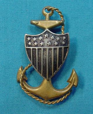 Early Pre - Wwi Us Coast Guard Cpo Chief Petty Officer Pinback Anchor Pin Insignia