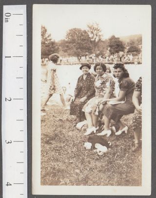 Native American Or Latina Women At The Park 1940s Vintage Snapshot Photo - T753