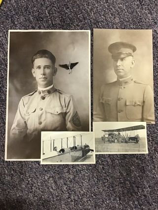Wwi Army Air Service Wing And Prop Collar Insignia Pilot Photo Aero Squadron
