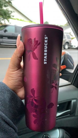 Starbucks Fall 2020 Plum Rose Stainless Steel Tumbler Venti 24oz Cold Cup