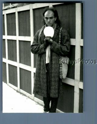 Found B&w Photo F,  4003 Man Posed By Garage Door Holding Object