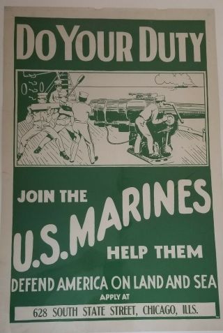 " Do Your Duty - Join The U.  S.  Marines " Wwi Recruiting Poster