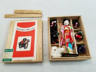 Vintage Katsuraningyo Nishi Doll With Wigs In Wood Box Japan Geisha