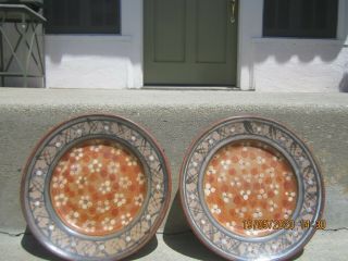 Two Vintage Mexican Pottery Plate Tonala Burnished 7 " Mexico