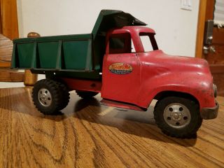 1950’s Tonka Toys Mound Metalcraft Red Green Dump Truck