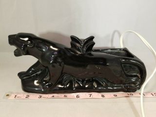 Panther Jaguar Leopard Tv Lamp Planter Black Ceramic Vintage Mcm Rewired 12 In
