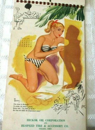 1953 - RISQUE PIN - UP GIRL FULL CALENDAR - HICKOK - OIL - BILL RANDALLS - DATE BOOK - 16 
