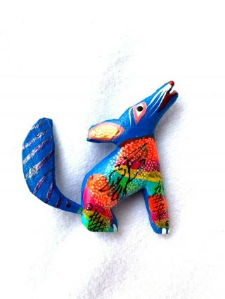Coyote Magnet Alebrije Style Hand Carved And Painted Oaxacan Folk Art Mexico