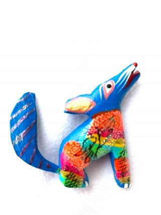 COYOTE MAGNET ALEBRIJE STYLE Hand Carved and Painted Oaxacan Folk Art Mexico 2