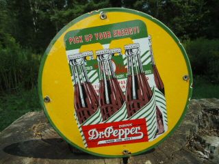 Old Vintage 1940 Drink Dr.  Pepper Good For Life Porcelain Soda Sign