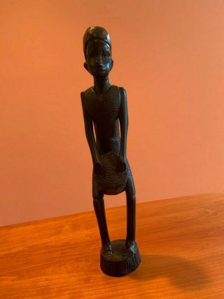 Set of 2 Vintage Wood - Carved African Statues 2