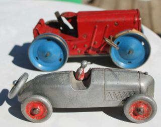 Pair Vintage Toy Car And Tractor,  Us Made,  Probably From 1930 