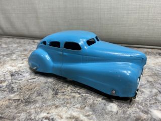 Antique Vintage Nos Wyandotte Blue Pressed Steel Toy Coupe Car Sedan Usa