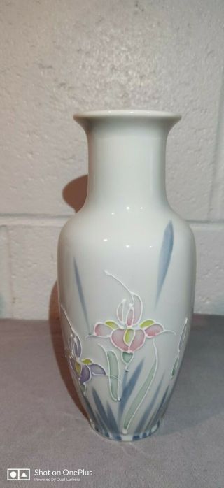 Vintage 8 Inch Otagiri Floral Lite Hand Painted Vase