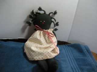 Vintage Early Black Americana Hand Made Doll 15 Inches Tall Cloth