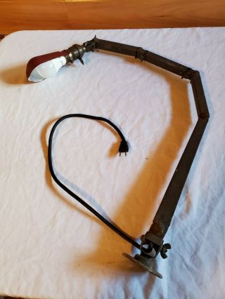 Vtg Articulating Arm Industrial Shop Light Machinist Drafting 4 Sections.