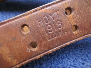 WW1 US SPRINGFIELD RIFLE LEATHER SLING MADE BY HOYT IN 1918 2