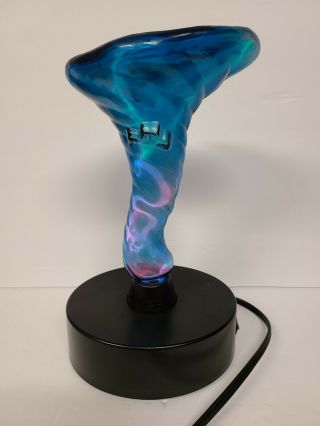 Vintage 2002 Lumi Source Sculptured Electra Cobalt Blue Plasma Tornado Lamp