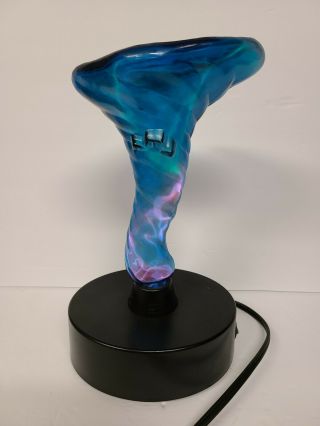 Vintage 2002 Lumi Source Sculptured Electra Cobalt Blue Plasma Tornado Lamp 2