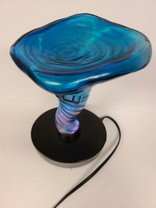 Vintage 2002 Lumi Source Sculptured Electra Cobalt Blue Plasma Tornado Lamp 3