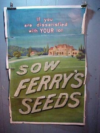Orig 1910 D.  M.  Ferry Seed Co Country Store Advertising Poster 30 X 20