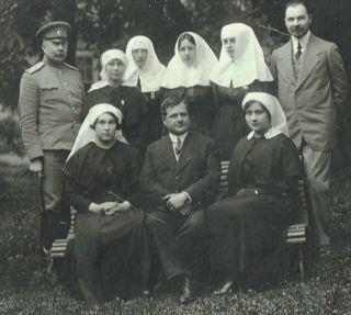 Wwi Russian Imperial Army Officer Military & Nurse Medical Photo 1915 Ниш