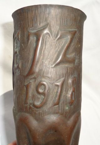 Ww I Trench Art Shell Casing Metz 1918,  1916 Dated Shell