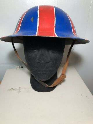 British Ww1 Helmet Painted With Flag Brodie Tommy