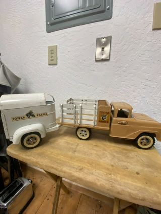 Antique Tonka Farms Truck And Horse Trailer 1959 Vintage Tonka Toys Truck