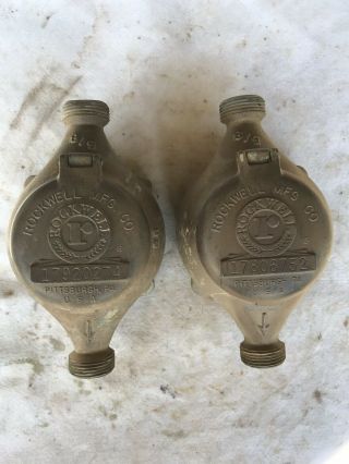 2 Vintage Antique Steampunk Rockwell Brass 5/8” Water Meters Lamp Project