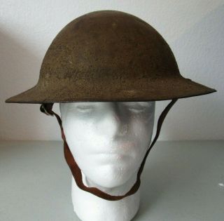 World War One United States Army Helmet With Liner And Chin Strap Complete