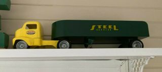Tonka 1953 Yellow Cab Truck With Green Trailer