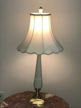 Lenox Quoizel China Table Lamp Brass.  With Shade.  &