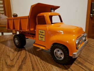 Vintage Orange Tonka State Hi - Way Dept Dump Truck