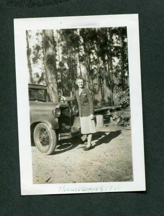 Vintage Photo Woman In Wwii Us Army Wac Uniform Model A Ford Car 405189