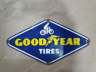 Goodyear Tires Vintage Porcelain Sign 18 X 10 Inches