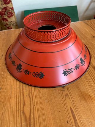 Vintage Tole Metal Mid Century Lamp Shade Red