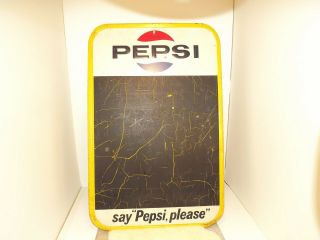 Vintage 1966 Pepsi Menu Chalkboard Metal Sign - Say " Pepsi,  Please " 30 " X 19.  5 "