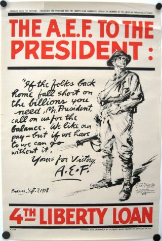 Vintage Wwi World War I Poster: The A.  E.  F.  To The President,  L.  Baldridge,  1918