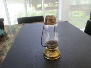 Antique Brass Skaters Lamp Small Kerosene Oil Lantern With Shade 5295