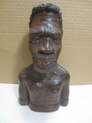Vintage African Sculpture Bust Wood 10 " Hand Carved Circa 1950s