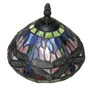 Tiffany Style Small Stained Glass Lamp Shade Dragonfly Art Nouveau