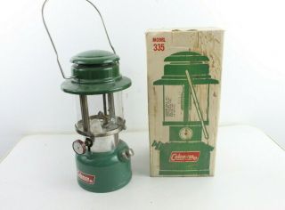 Vintage 1970s Coleman Model 335 Lantern Camping Light Gas Green Hunting