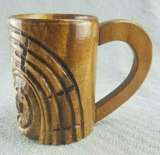 Vintage Hand Carved Wood Hawaii Tiki Face Koa/Monkey Pod Wood Mug 2