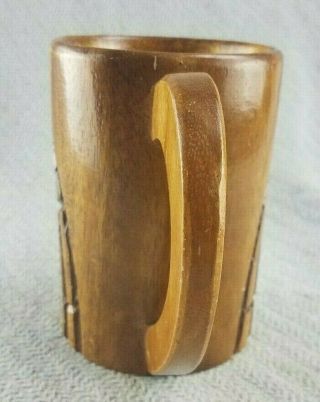 Vintage Hand Carved Wood Hawaii Tiki Face Koa/Monkey Pod Wood Mug 3