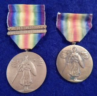 Wwi U.  S.  Army,  U.  S.  Military,  Wwi Victory Medal’s (2),  Meuse - Argonne,  Cond.