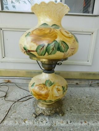 Gorgeous Hand Painted Flowers Gone With The Wind Lamp