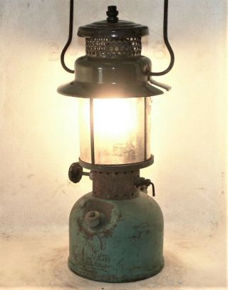 Old Coleman 249 Kerosene Lantern,  Dated 4/47,  Burns Good,  Old Mica Globe,  Orig.
