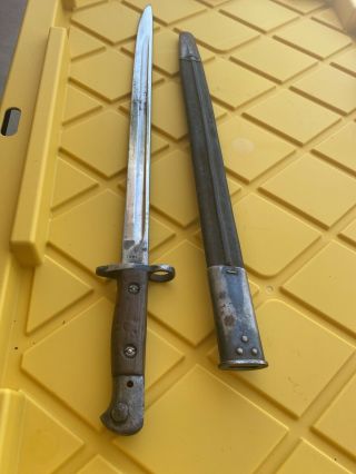 Wwi British Enfield Bayonet With Scabbard Model 1907